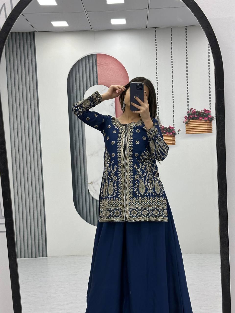 DESIGNER TOP AND PALAZZO WITH DUPATTA