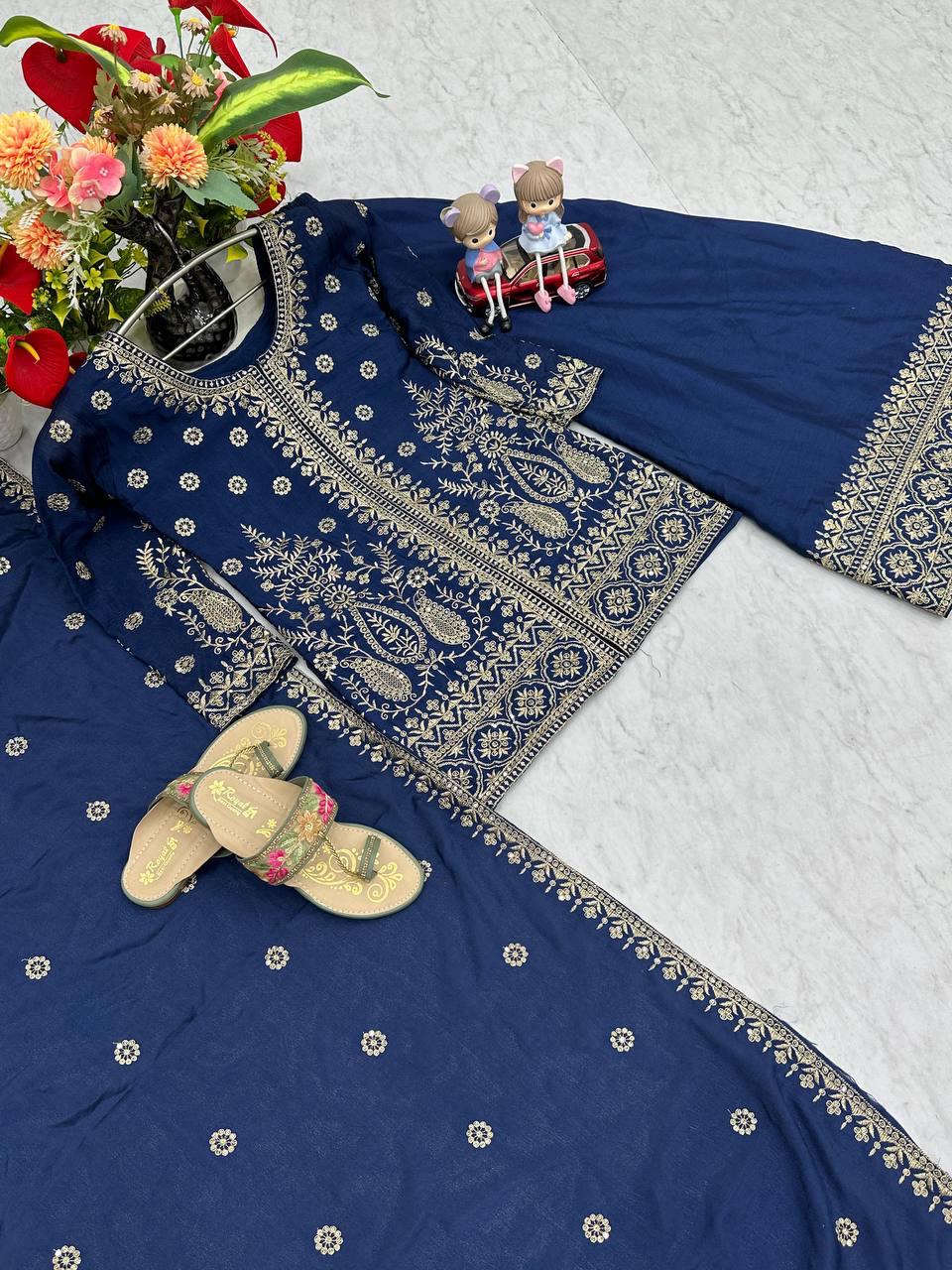 DESIGNER TOP AND PALAZZO WITH DUPATTA