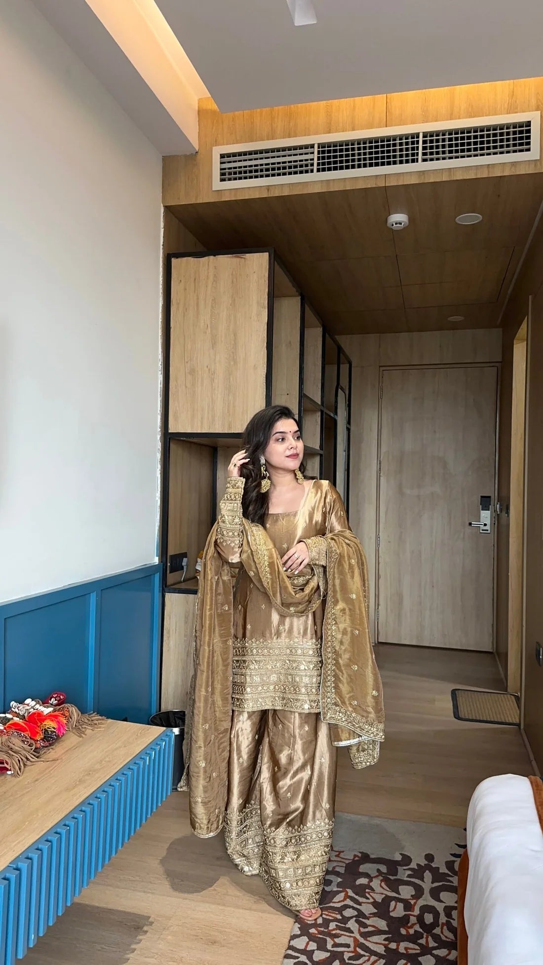 New Wedding special Golden Color Suit and Palazzo Set