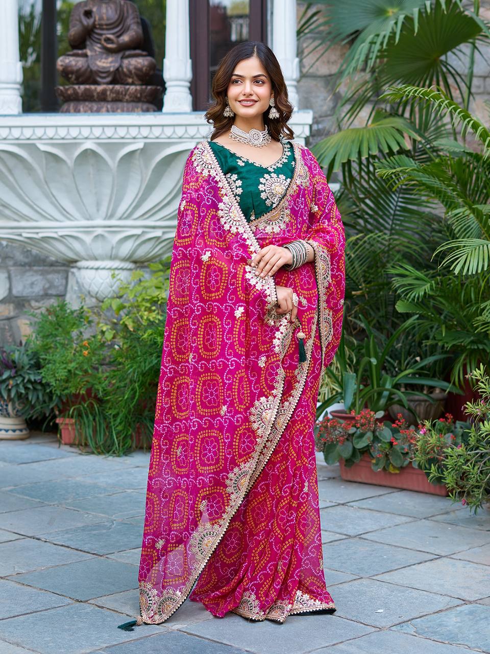 BANDHREJ SAREE WITH GOTA PATI WORK