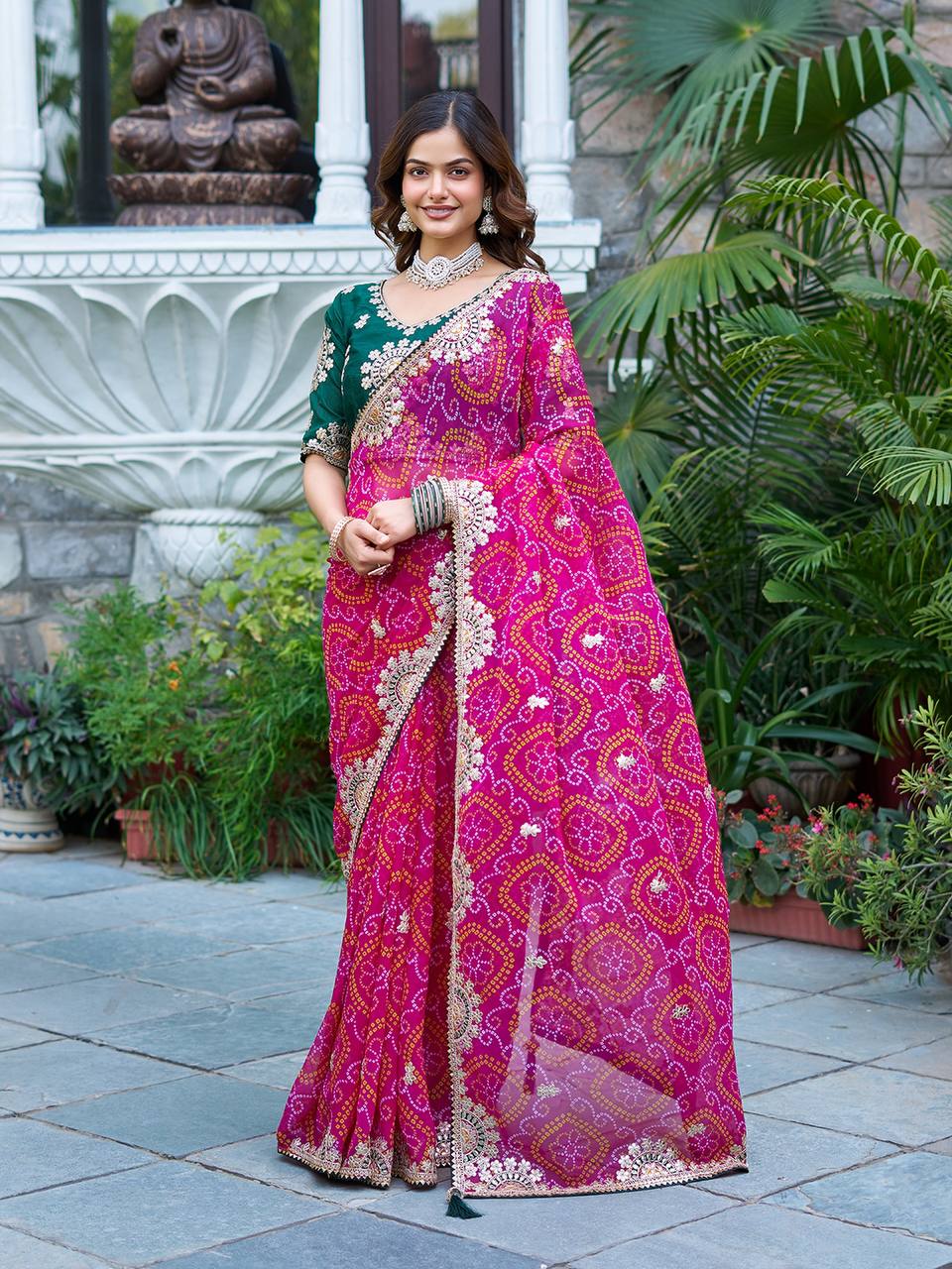 BANDHREJ SAREE WITH GOTA PATI WORK