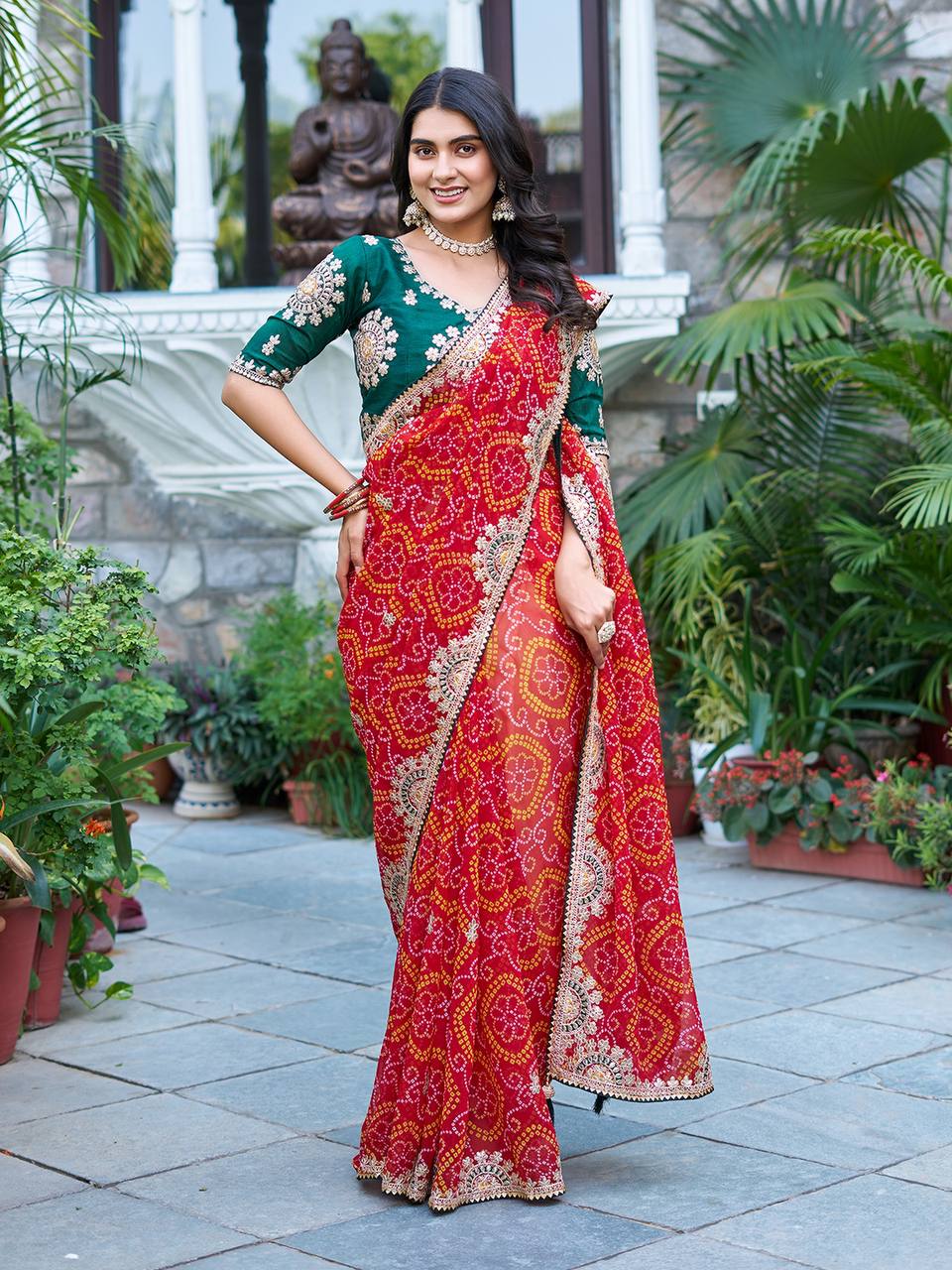 BANDHREJ SAREE WITH GOTA PATI WORK