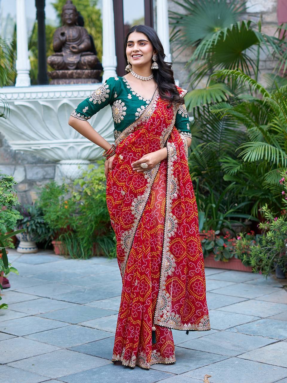 BANDHREJ SAREE WITH GOTA PATI WORK