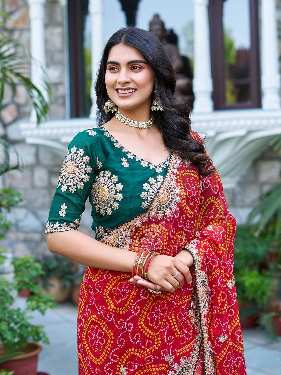 BANDHREJ SAREE WITH GOTA PATI WORK