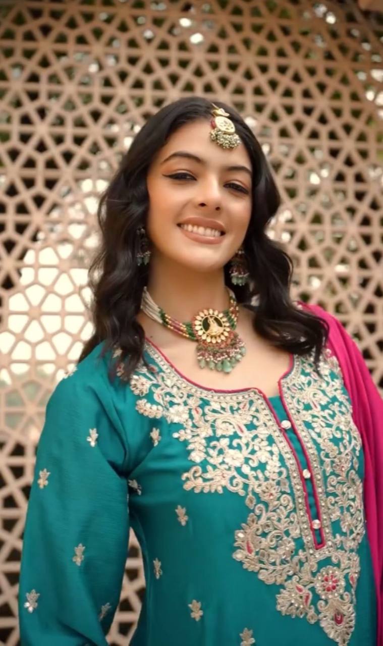 DESIGNER PARTY WEAR TOP PALAZZO AND DUPATTA SET