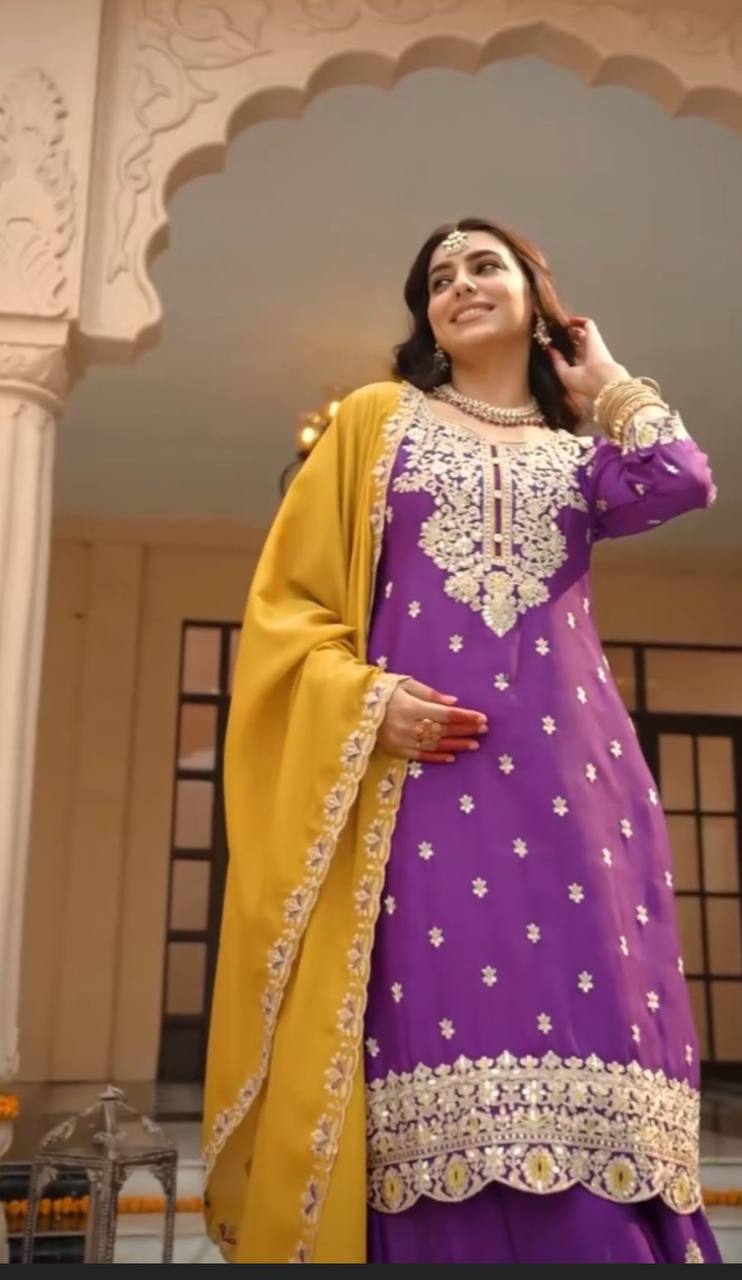 DESIGNER PARTY WEAR TOP PALAZZO AND DUPATTA SET