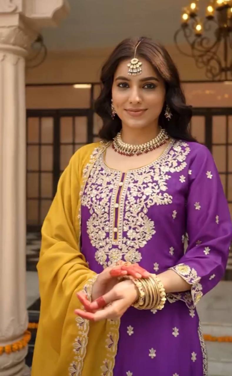 DESIGNER PARTY WEAR TOP PALAZZO AND DUPATTA SET