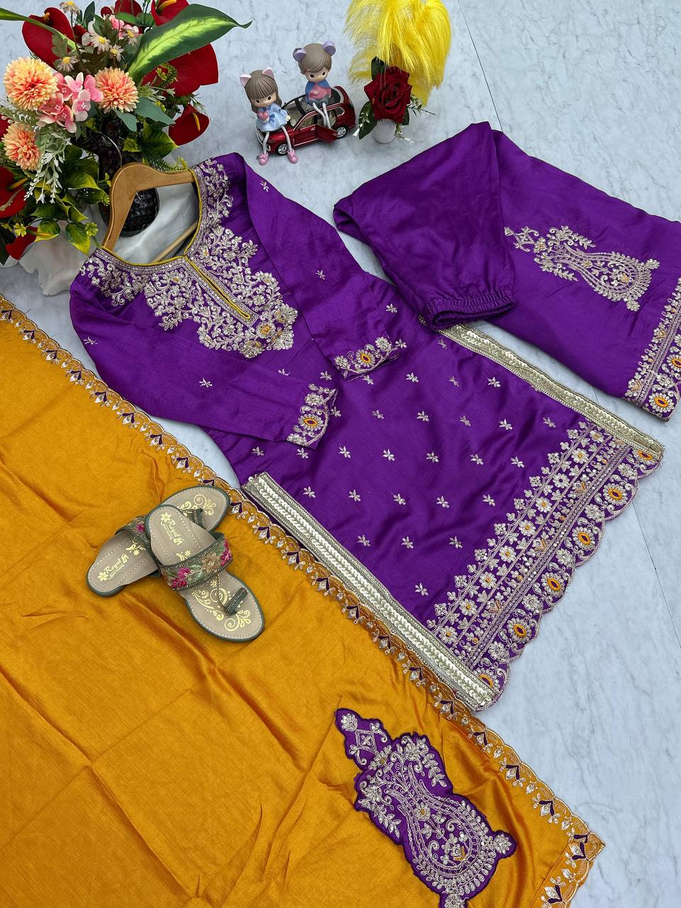 DESIGNER PARTY WEAR TOP PALAZZO AND DUPATTA SET