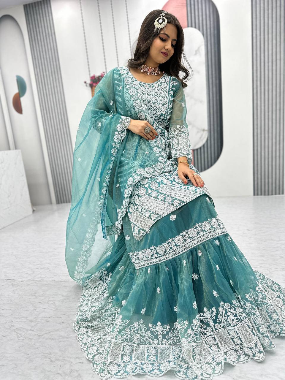 TOP WITH FARSHI SHARARA & DUPATTA