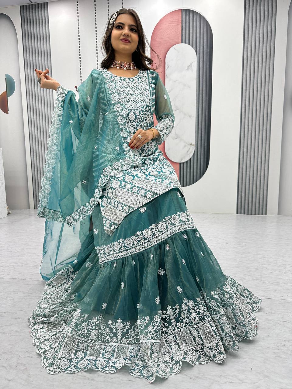 TOP WITH FARSHI SHARARA & DUPATTA