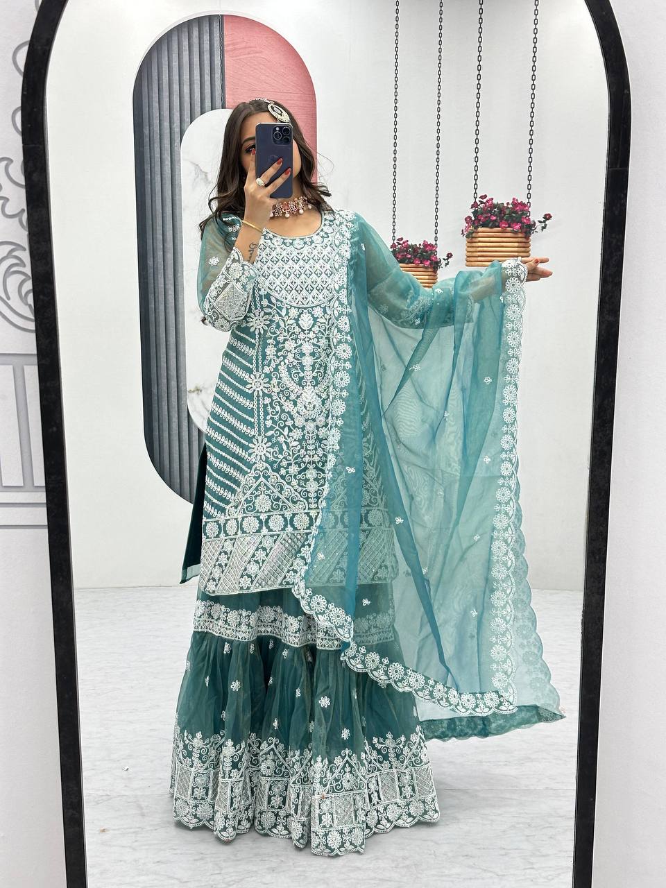 TOP WITH FARSHI SHARARA & DUPATTA