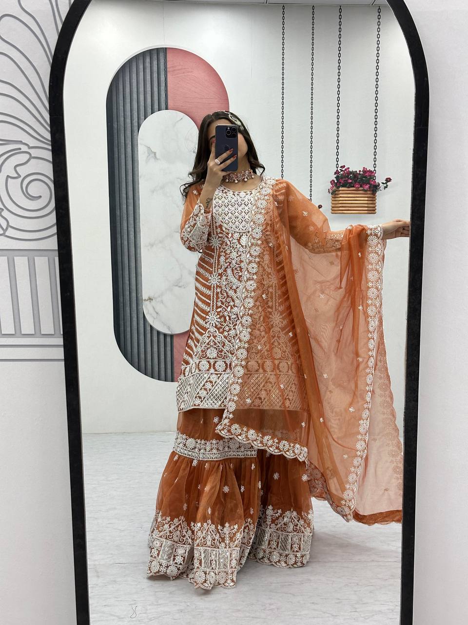 TOP WITH FARSHI SHARARA & DUPATTA