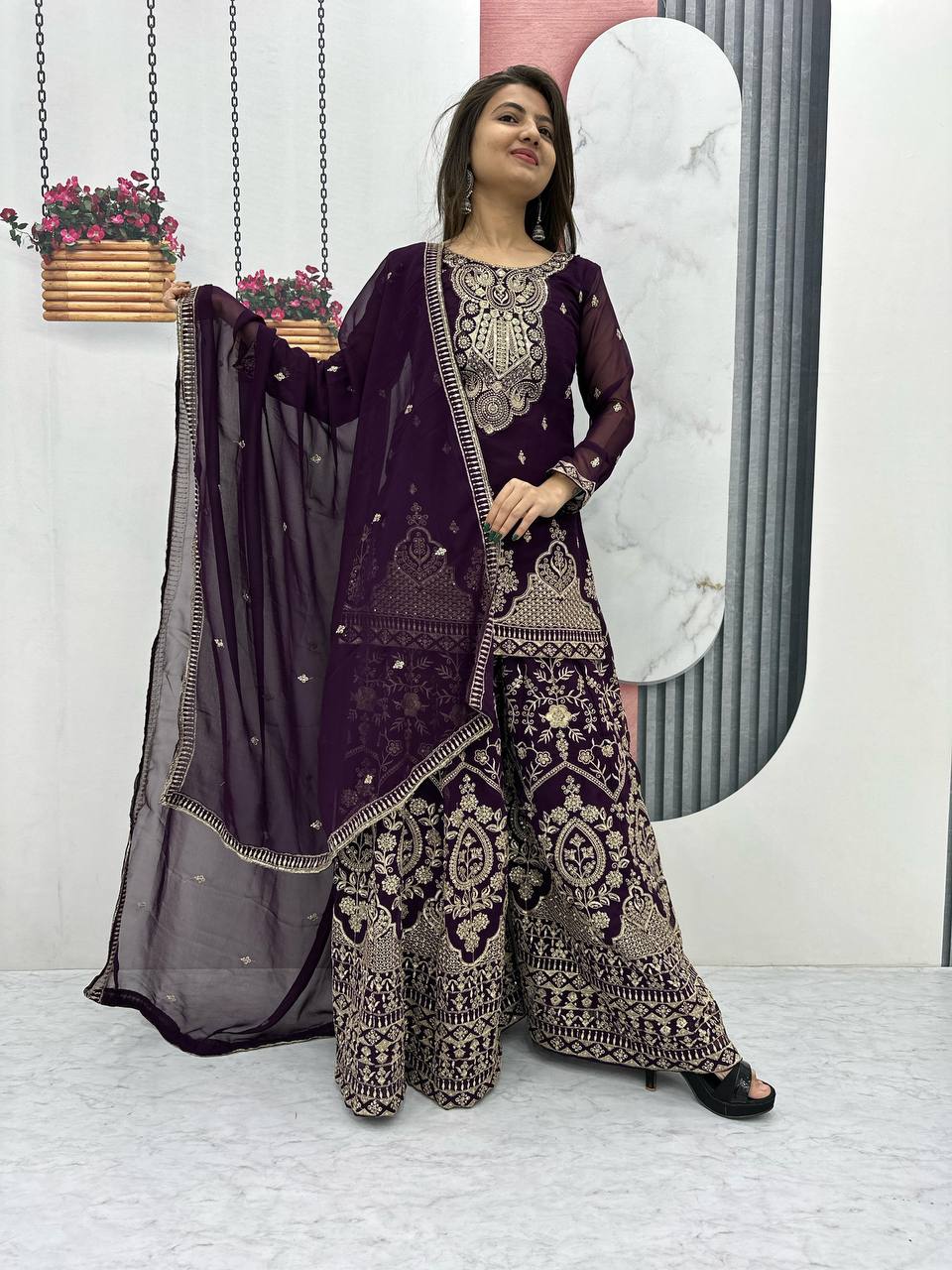HEAVYEMBROIDERY WORK TOP AND PALAZZO
