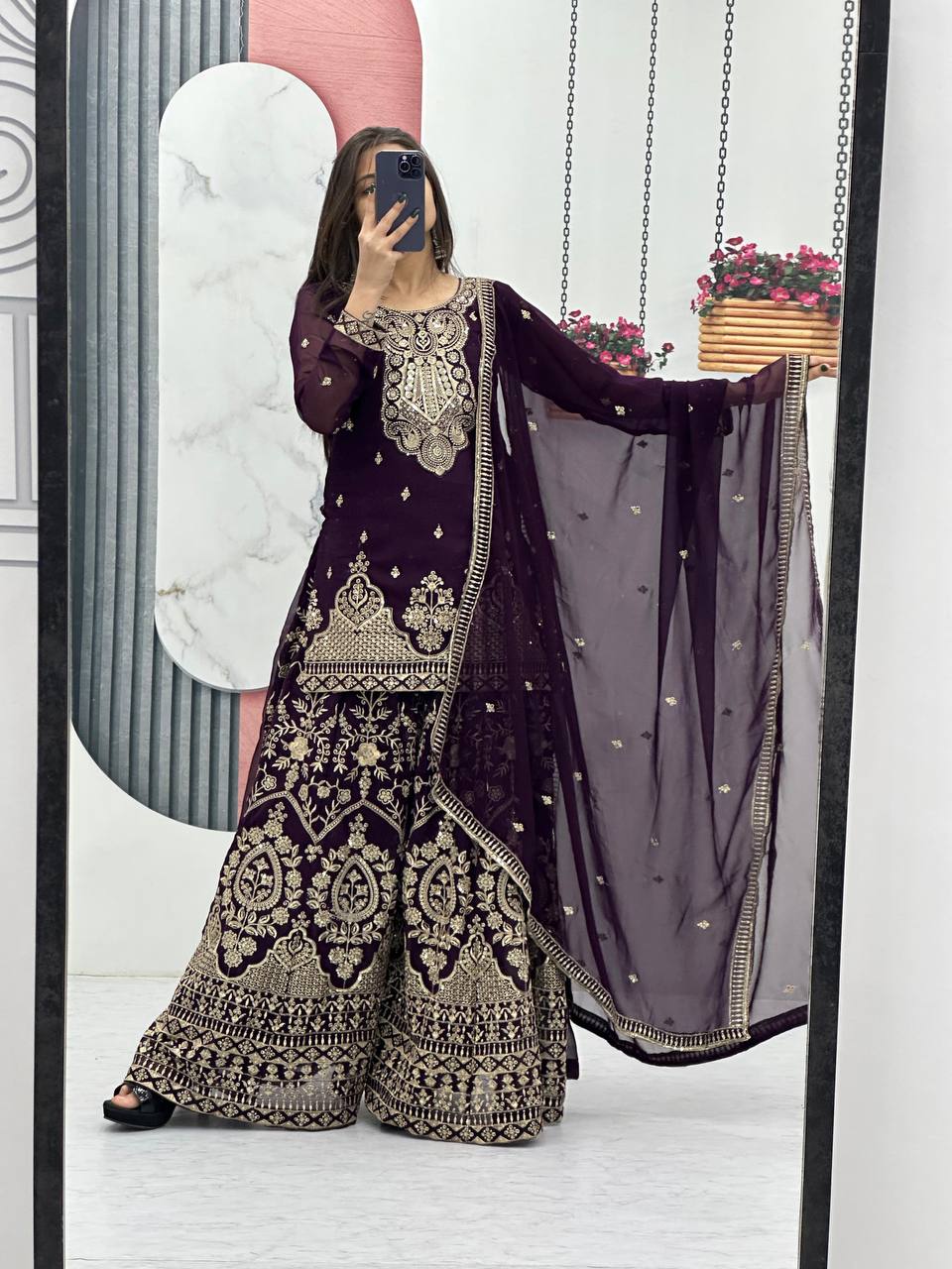 HEAVYEMBROIDERY WORK TOP AND PALAZZO
