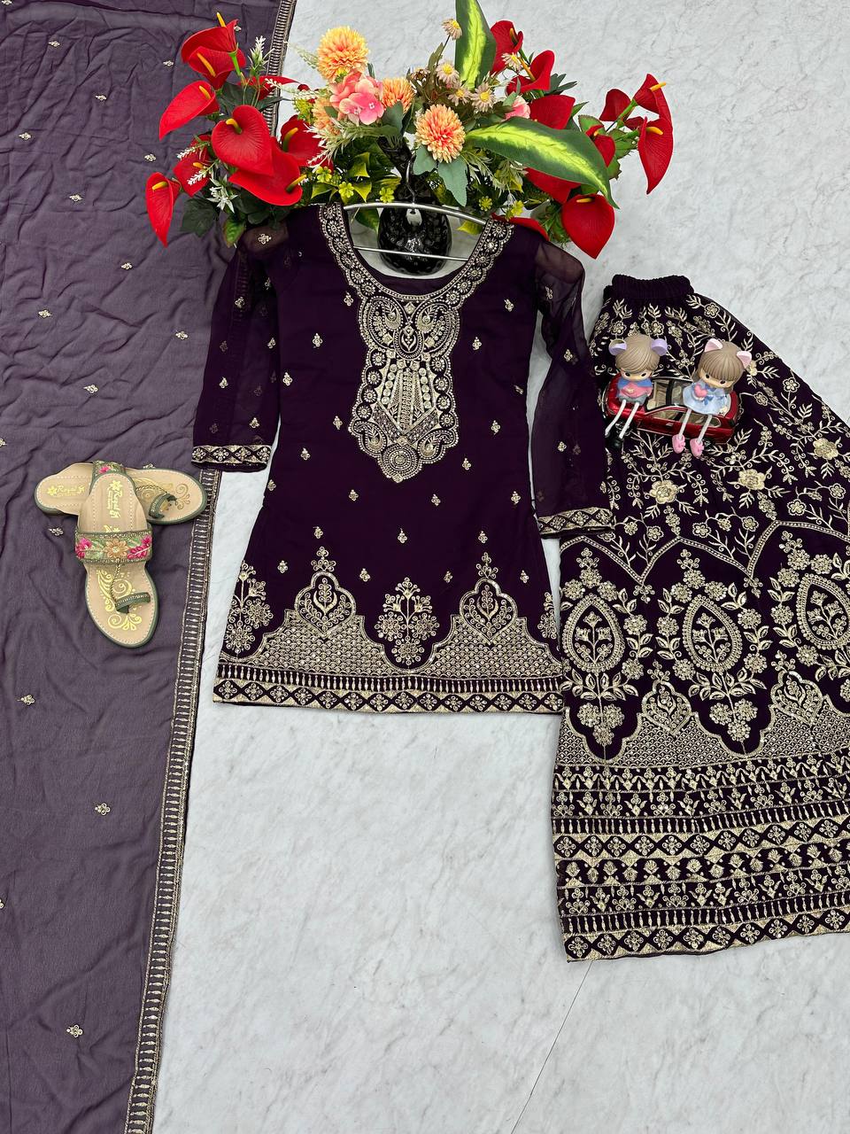 HEAVYEMBROIDERY WORK TOP AND PALAZZO