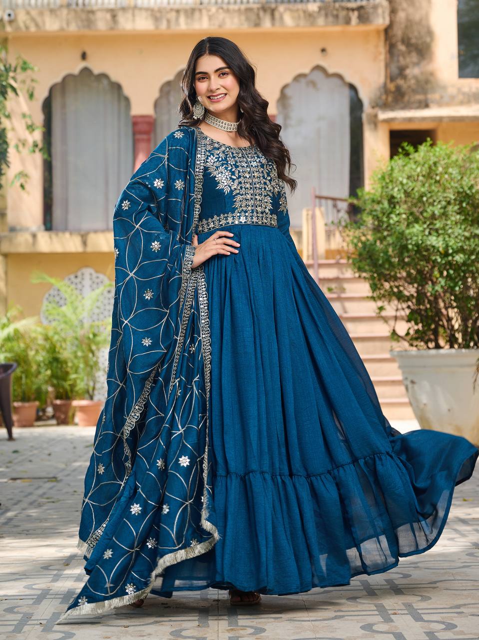 NEW FESTIVAL SPECIAL LONG GOWN WITH HEAVY DUPATTA