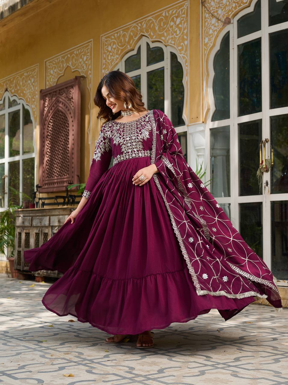 NEW FESTIVAL SPECIAL LONG GOWN WITH HEAVY DUPATTA