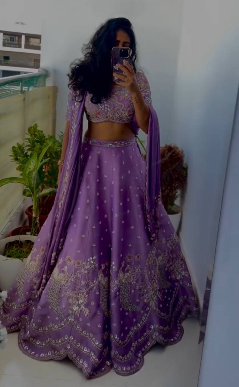 HEAVY EMBROIDERY THREAD & SEQUENCE WORK LEHENGA