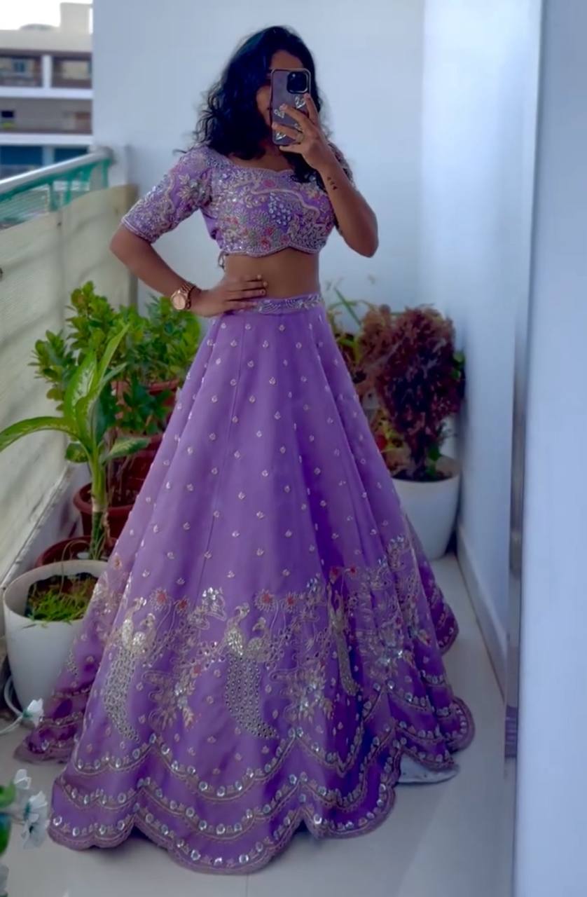 HEAVY EMBROIDERY THREAD & SEQUENCE WORK LEHENGA