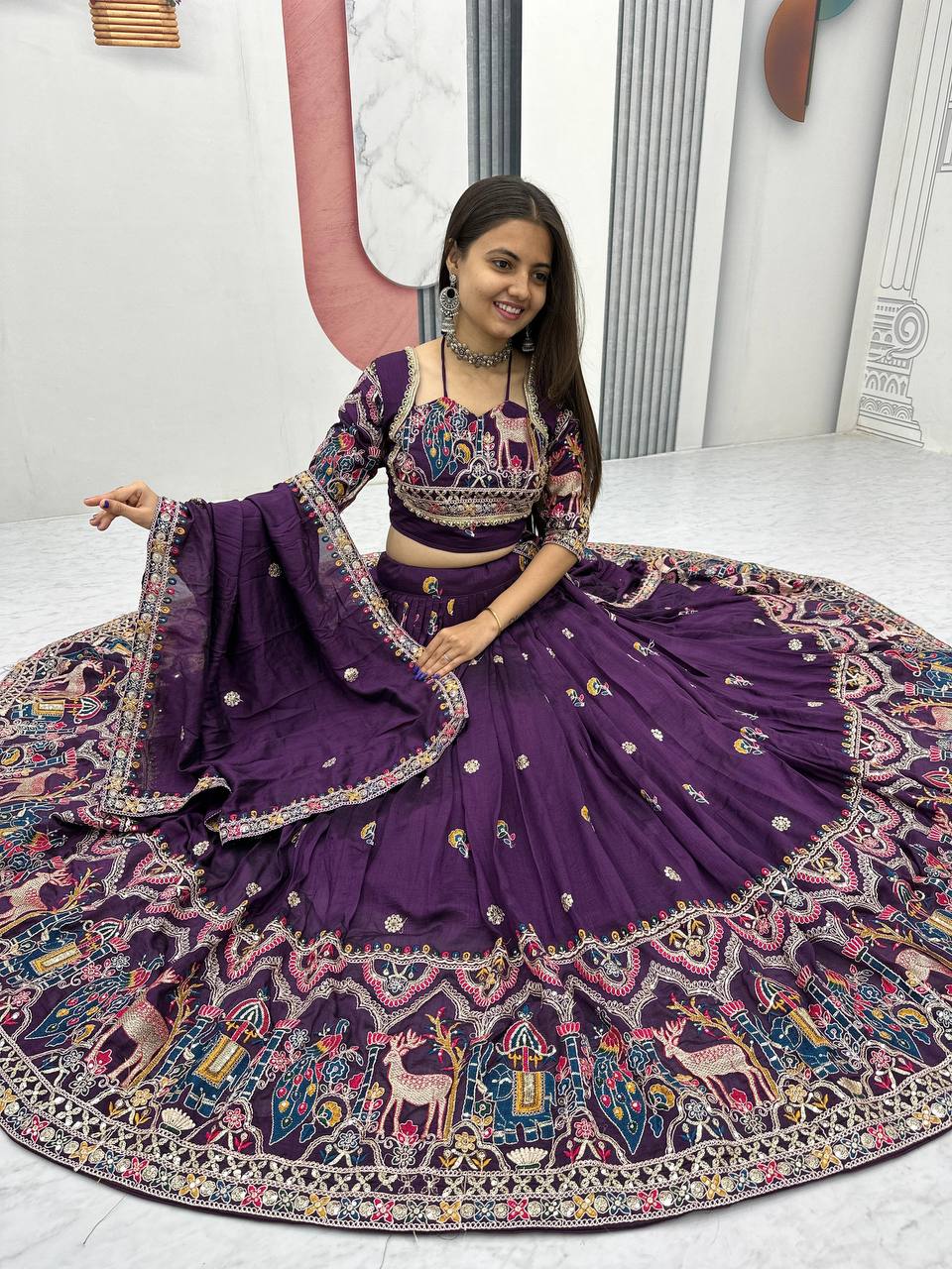 PURE HEAVY VICHITRA FABRIC LEHENGA CHOLI