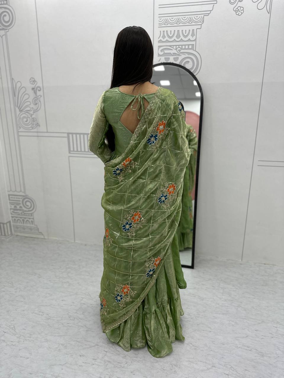 FANDY SATIN GOWN WITH DUPATTA