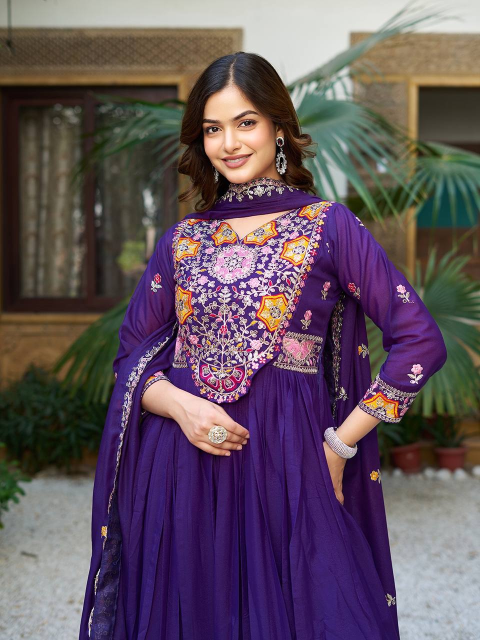 TRENDING GOWN WITH TWO COLOR