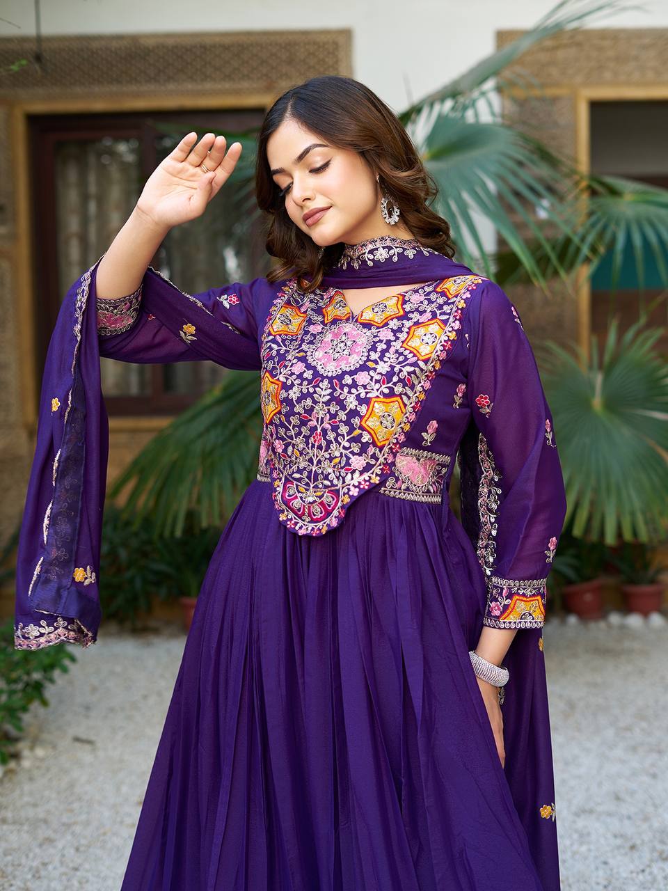 TRENDING GOWN WITH TWO COLOR
