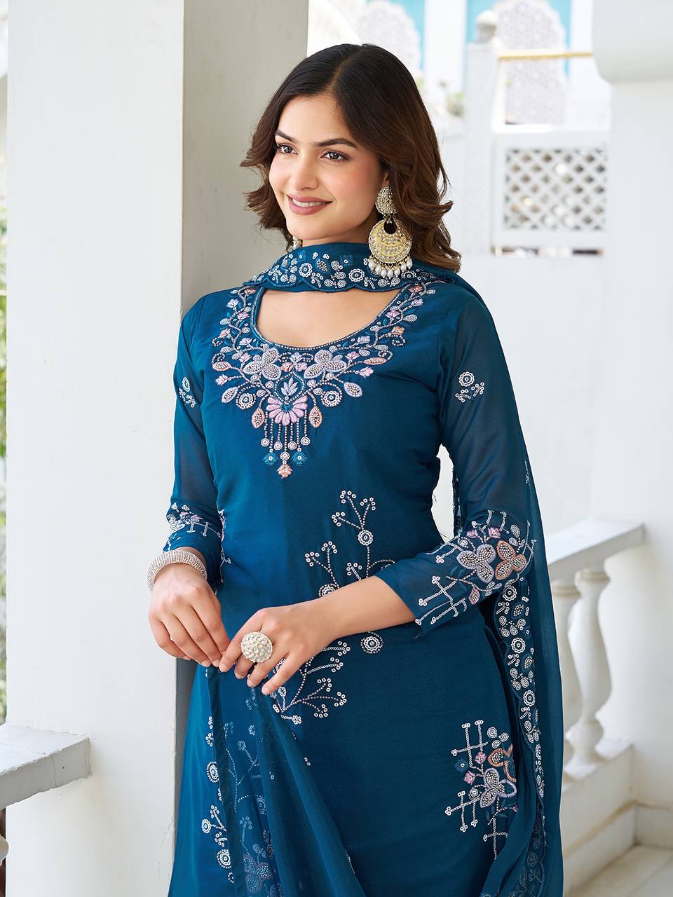 EMBROIDERY WORK KURTI AND PALAZZO