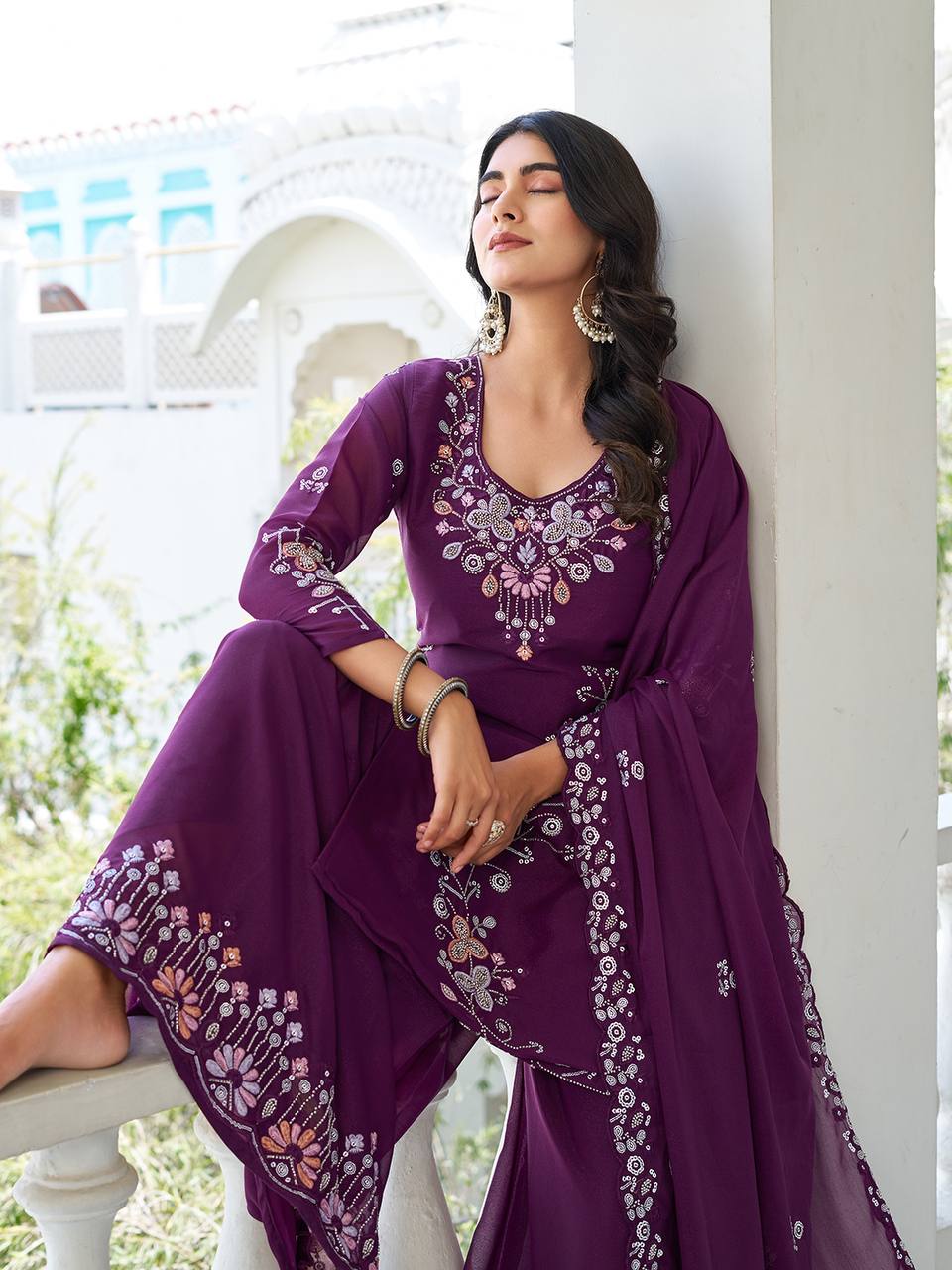 EMBROIDERY WORK KURTI AND PALAZZO
