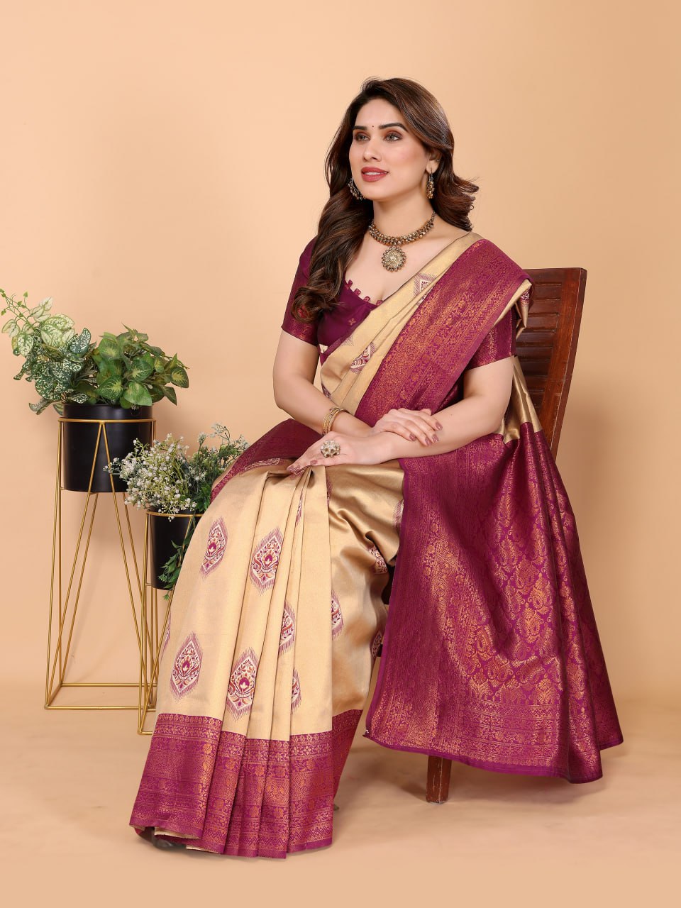 BANARASI SOFT SILK MAROON SAREE