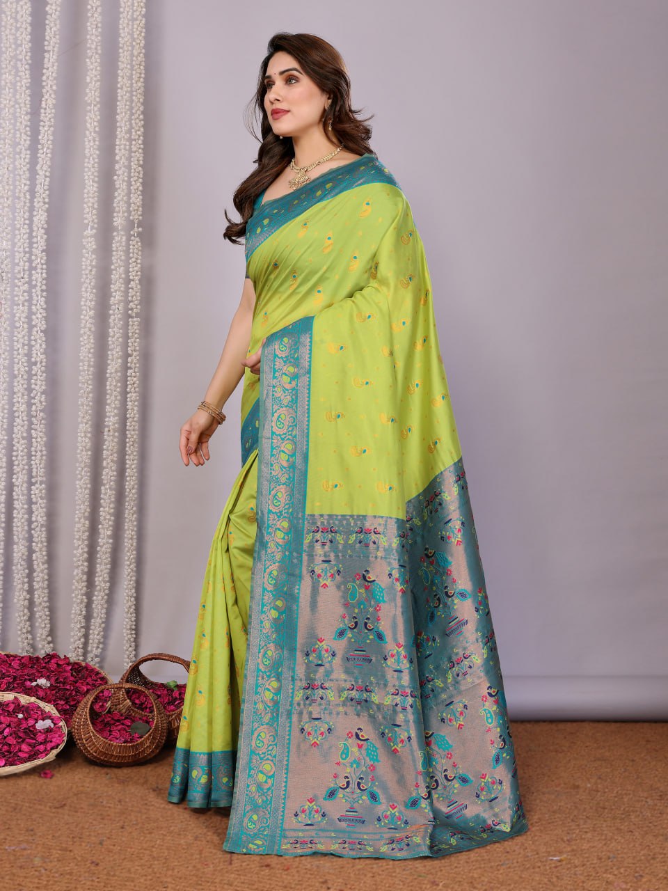 BANARASI SOFT SILK TEAL SAREE