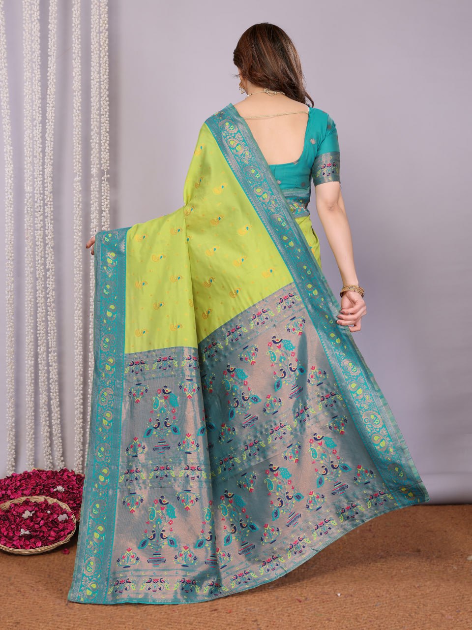BANARASI SOFT SILK TEAL SAREE