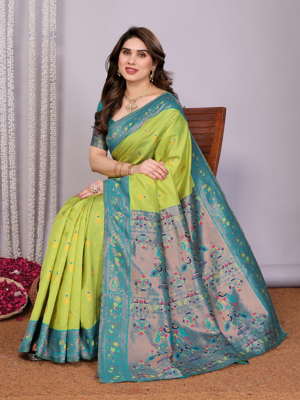 BANARASI SOFT SILK TEAL SAREE