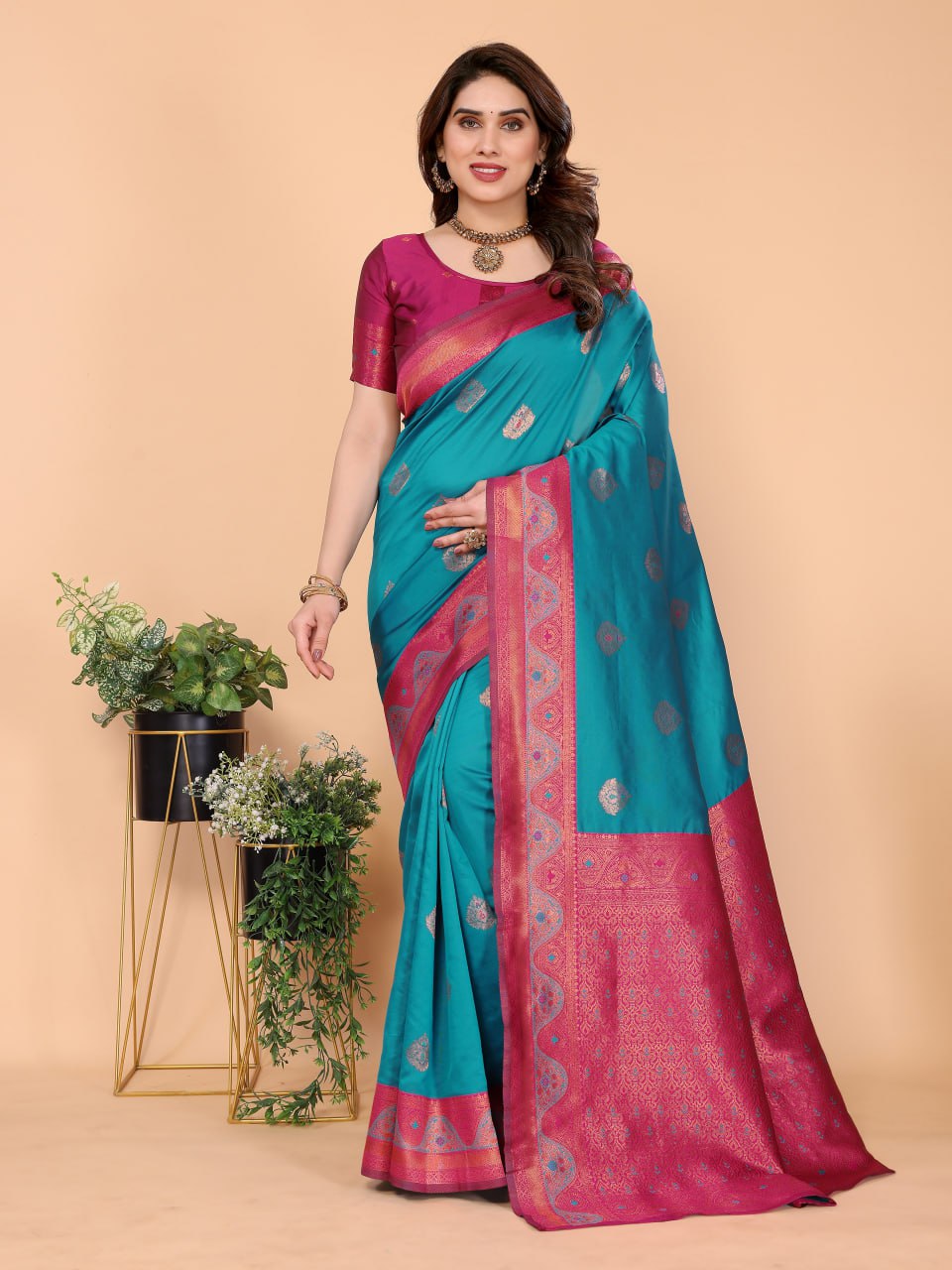 BANARASI SOFT SILK BLUE SAREE