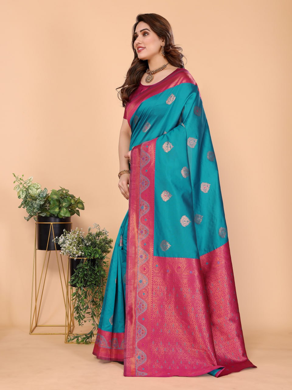 BANARASI SOFT SILK BLUE SAREE