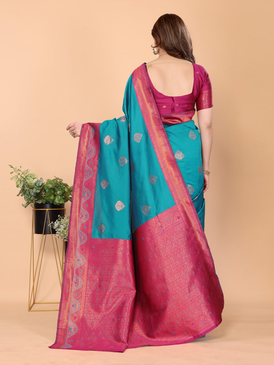 BANARASI SOFT SILK BLUE SAREE
