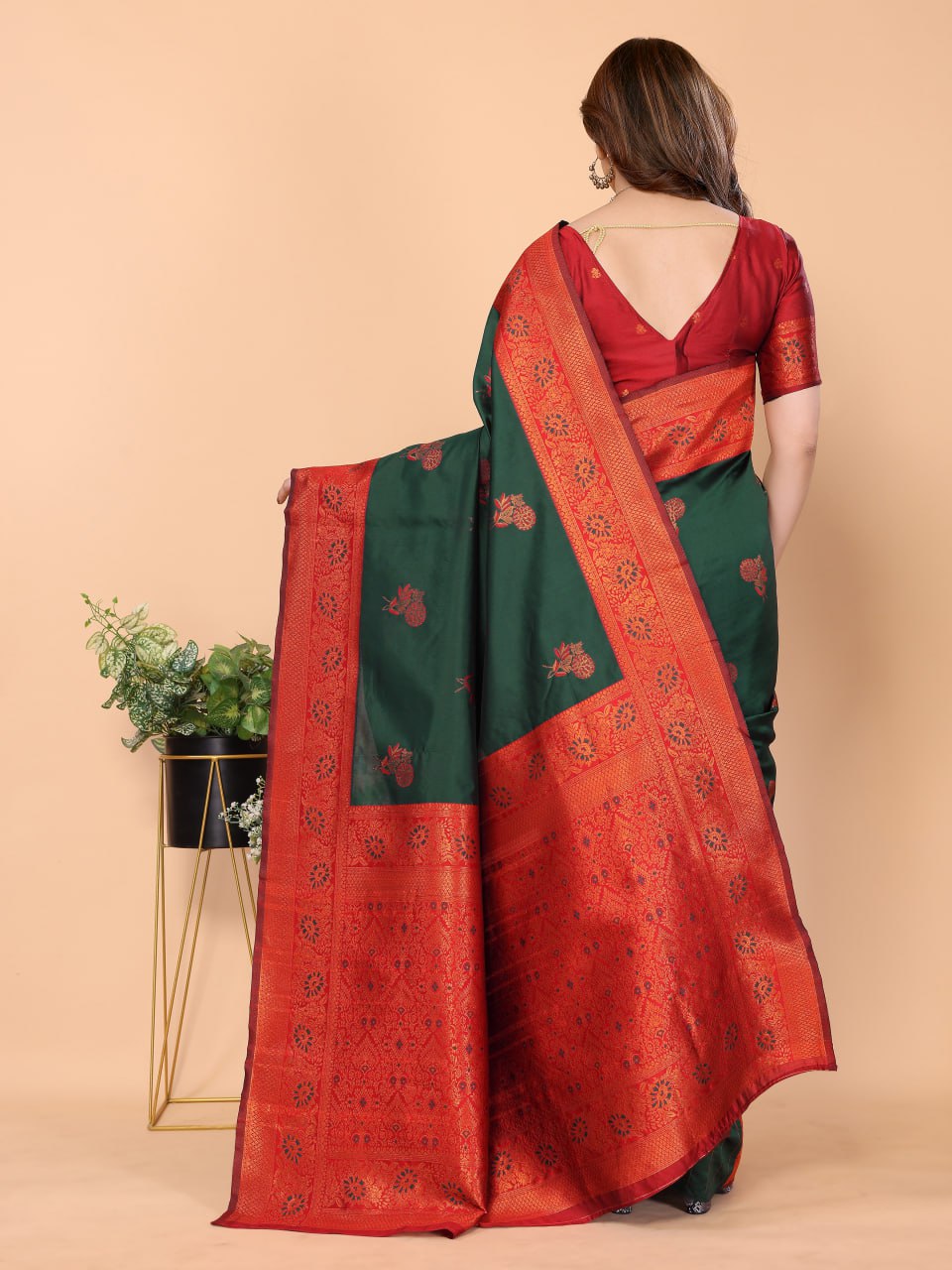 BANARASI SOFT SILK GREEN SAREE