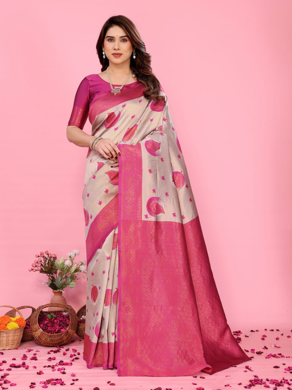 BANARASI SOFT SILK ZARI WORK MULTI COLOR SAREE