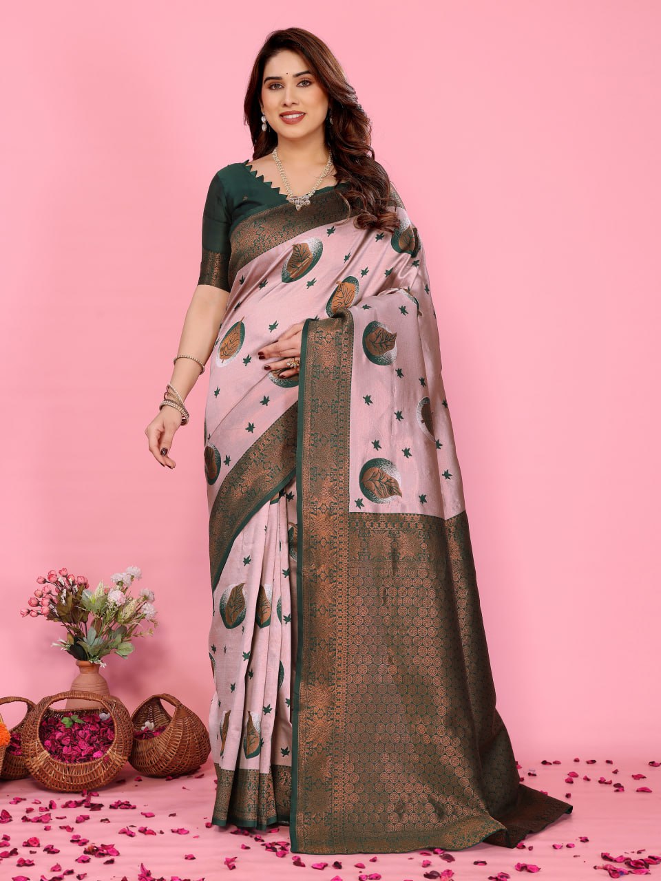 BANARASI SOFT SILK ZARI WORK MULTI COLOR SAREE