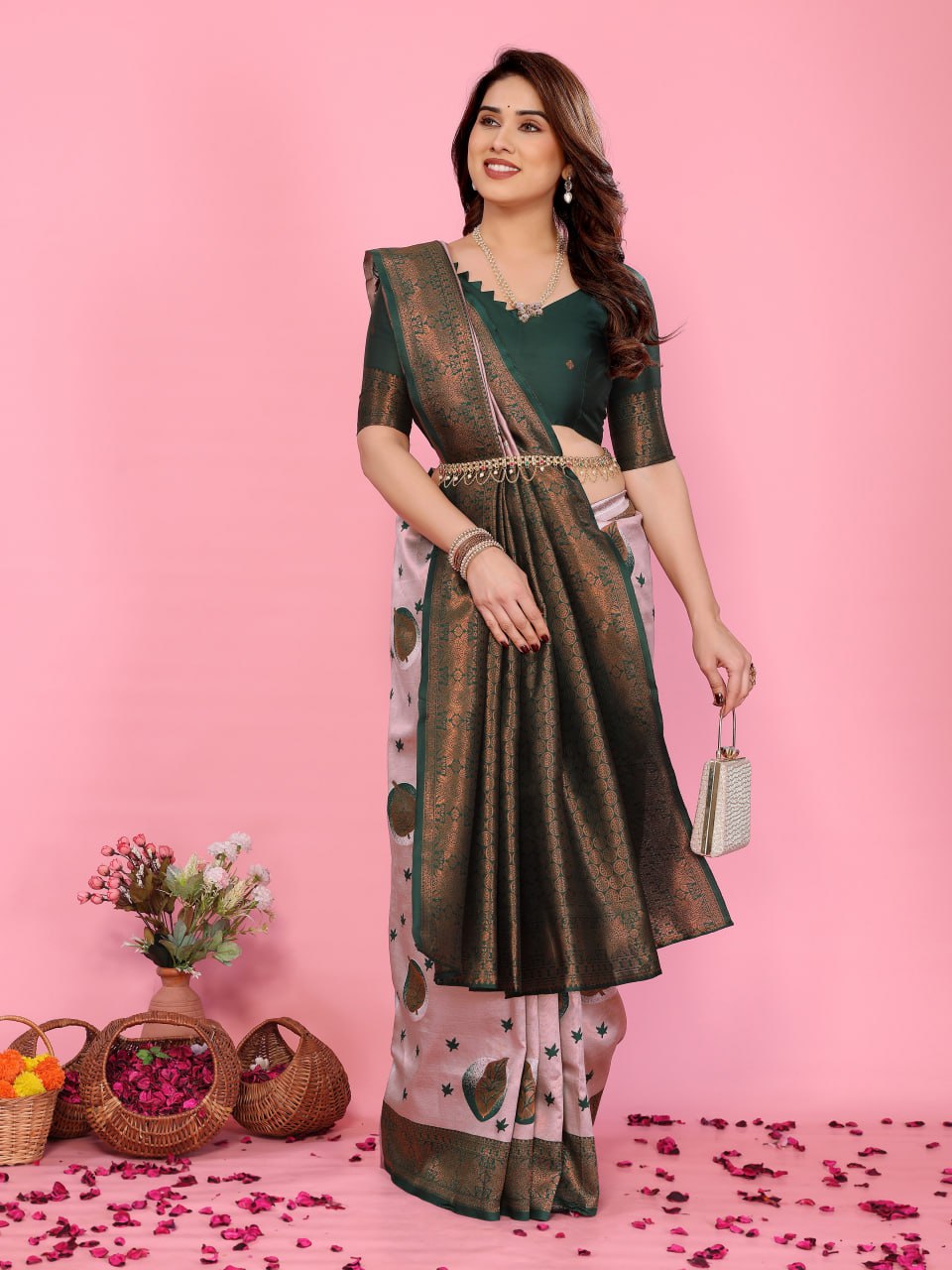 BANARASI SOFT SILK ZARI WORK MULTI COLOR SAREE