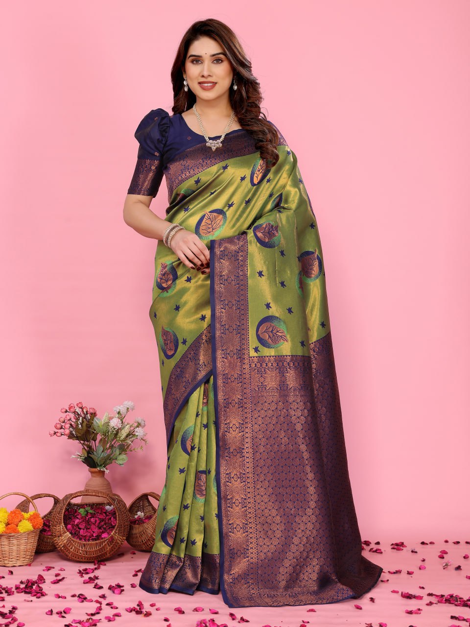 BANARASI SOFT SILK ZARI WORK MULTI COLOR SAREE