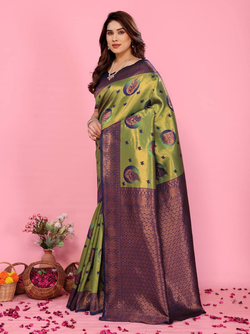 BANARASI SOFT SILK ZARI WORK MULTI COLOR SAREE