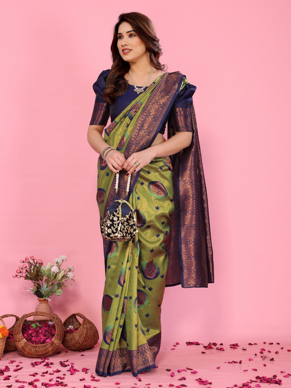 BANARASI SOFT SILK ZARI WORK MULTI COLOR SAREE