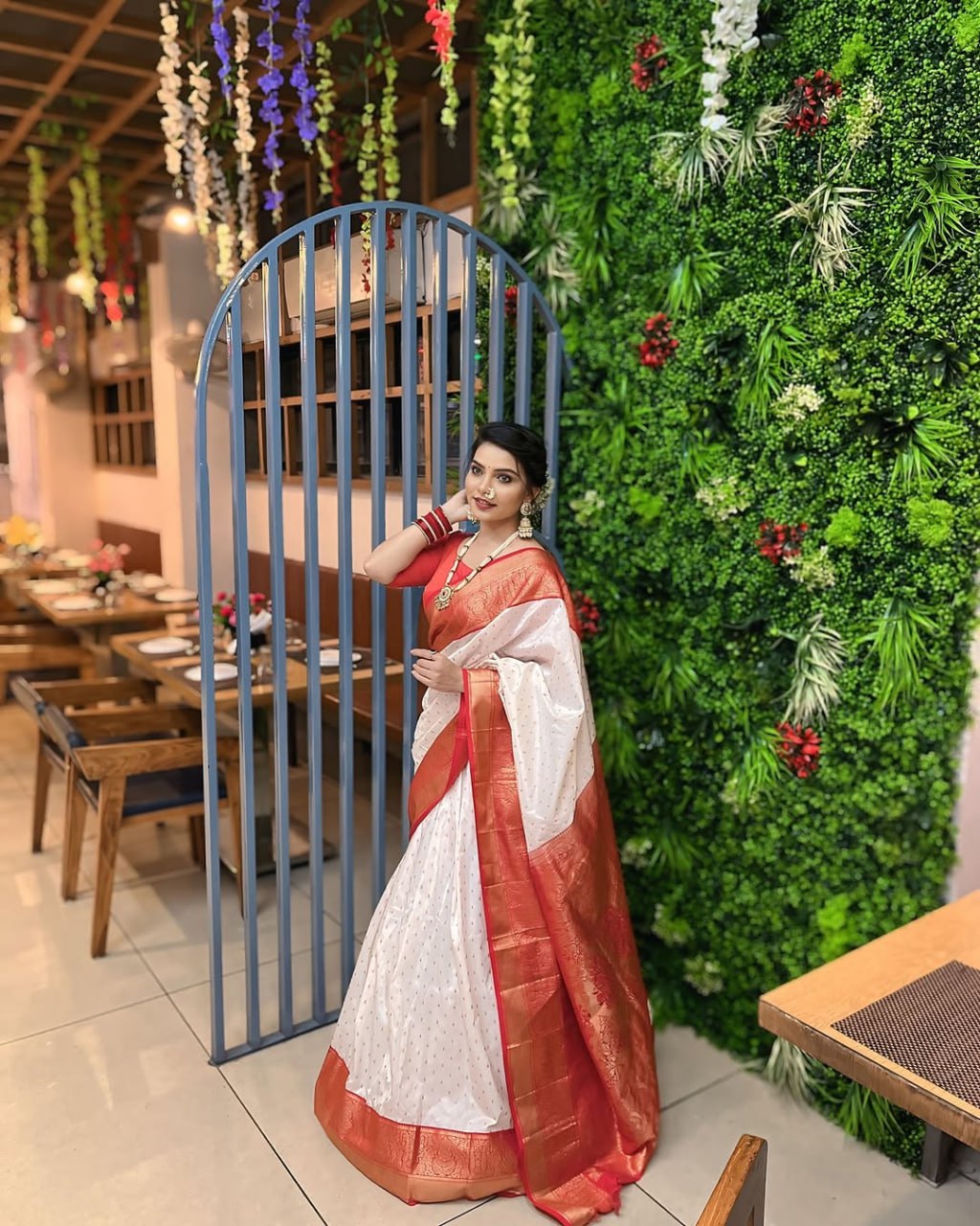 BANARASI SOFT SILK WHITE SAREE