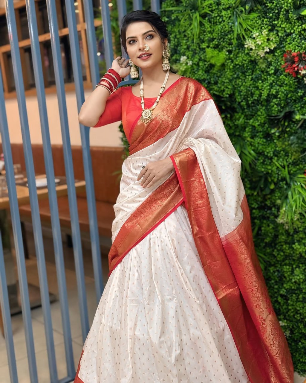 BANARASI SOFT SILK WHITE SAREE