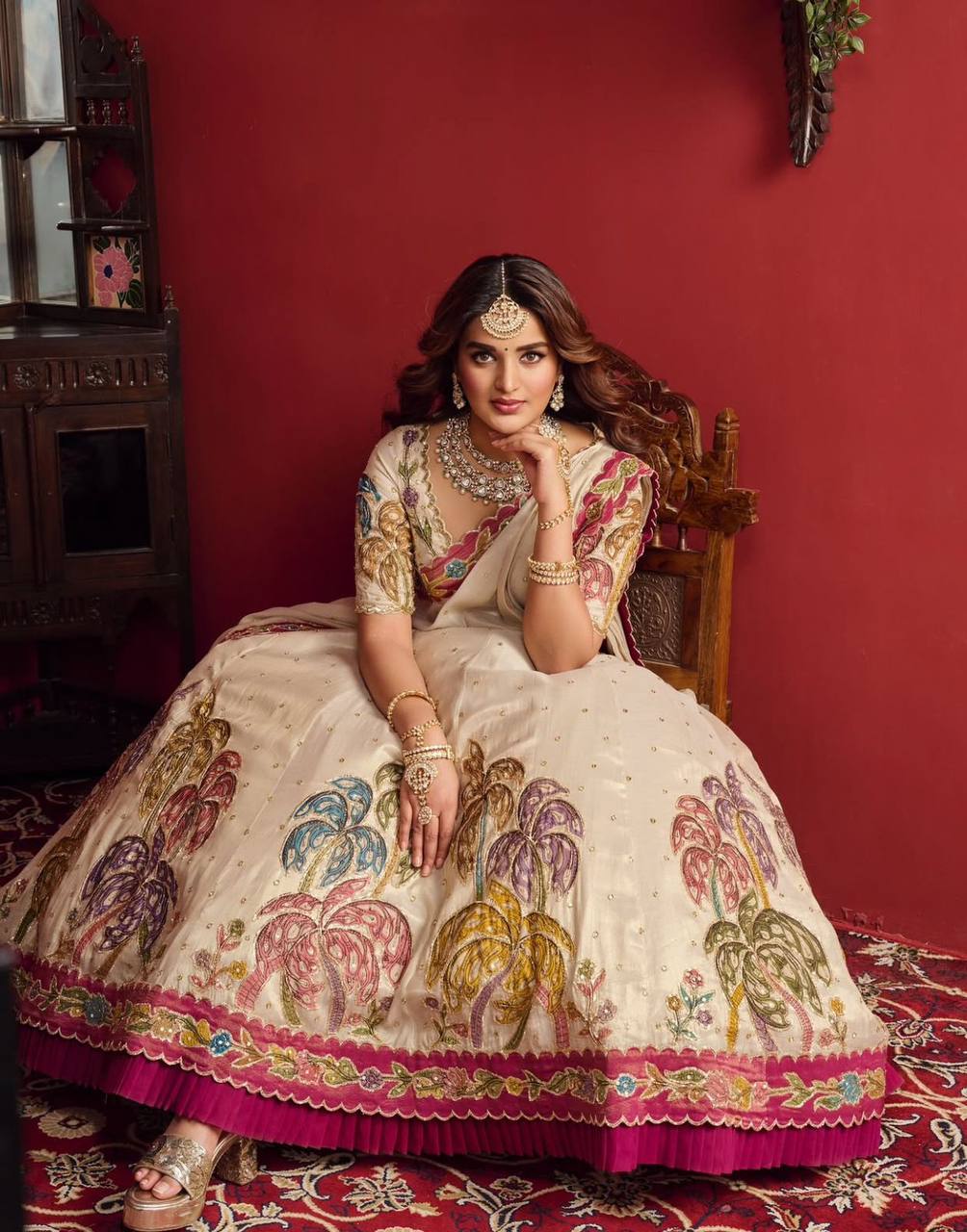 TISSUE SIMMER SILK WITH HEAVY EMBROIDERY WORK LEHENGA CHOLI