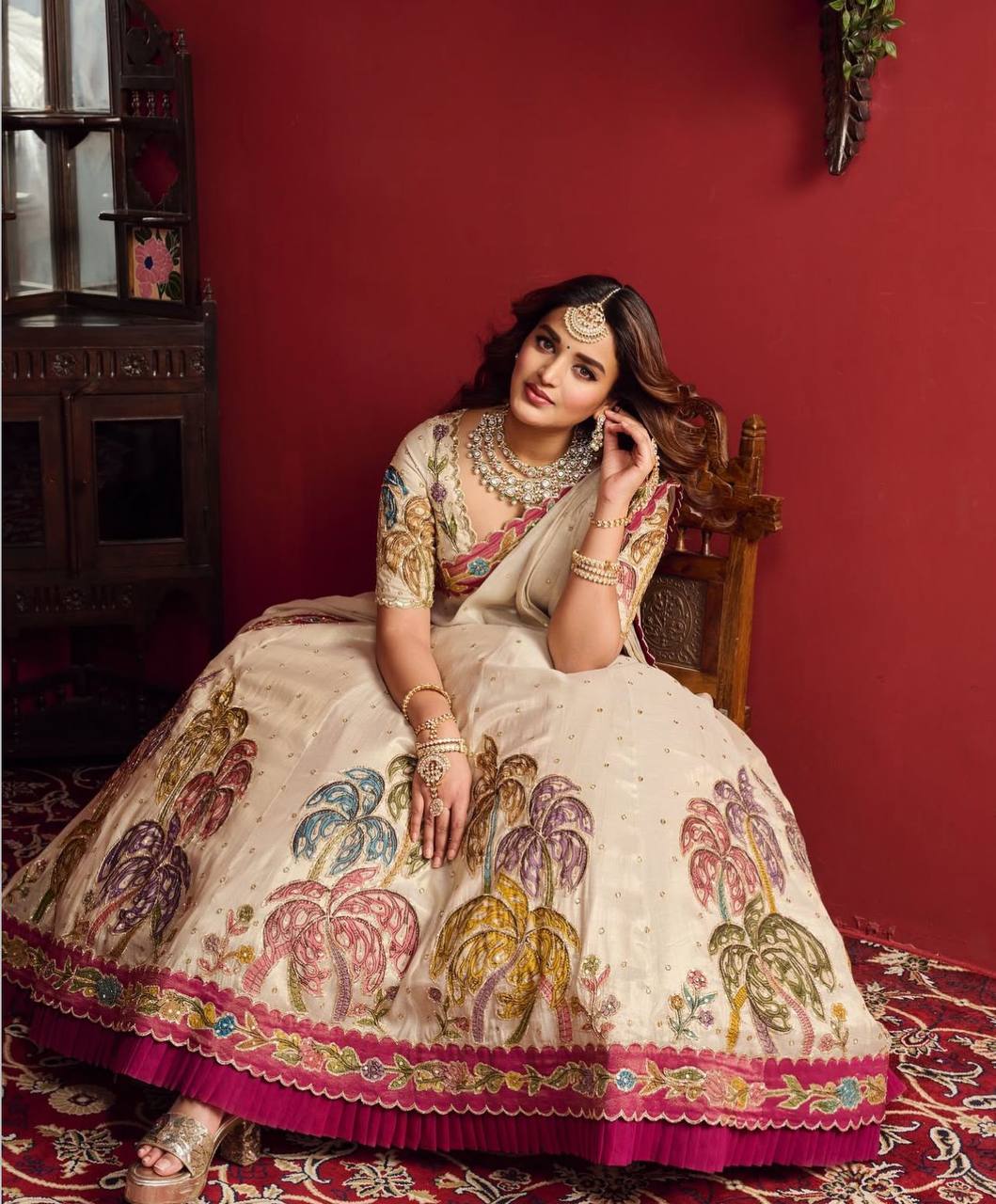 TISSUE SIMMER SILK WITH HEAVY EMBROIDERY WORK LEHENGA CHOLI