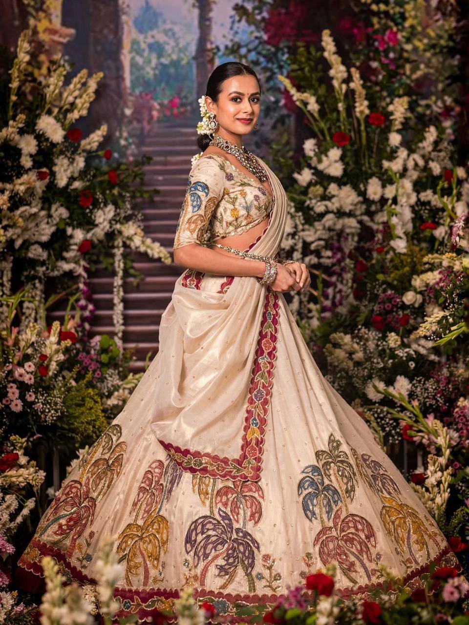 TISSUE SIMMER SILK WITH HEAVY EMBROIDERY WORK LEHENGA CHOLI
