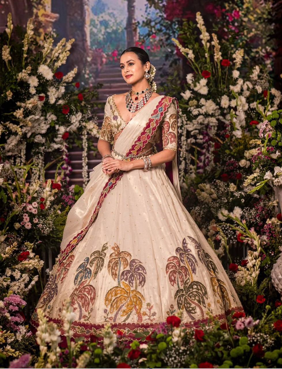 TISSUE SIMMER SILK WITH HEAVY EMBROIDERY WORK LEHENGA CHOLI