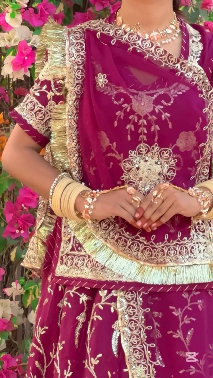 GEORGETTE WITH SEQUENCE WORK LEHENGA CHOLI